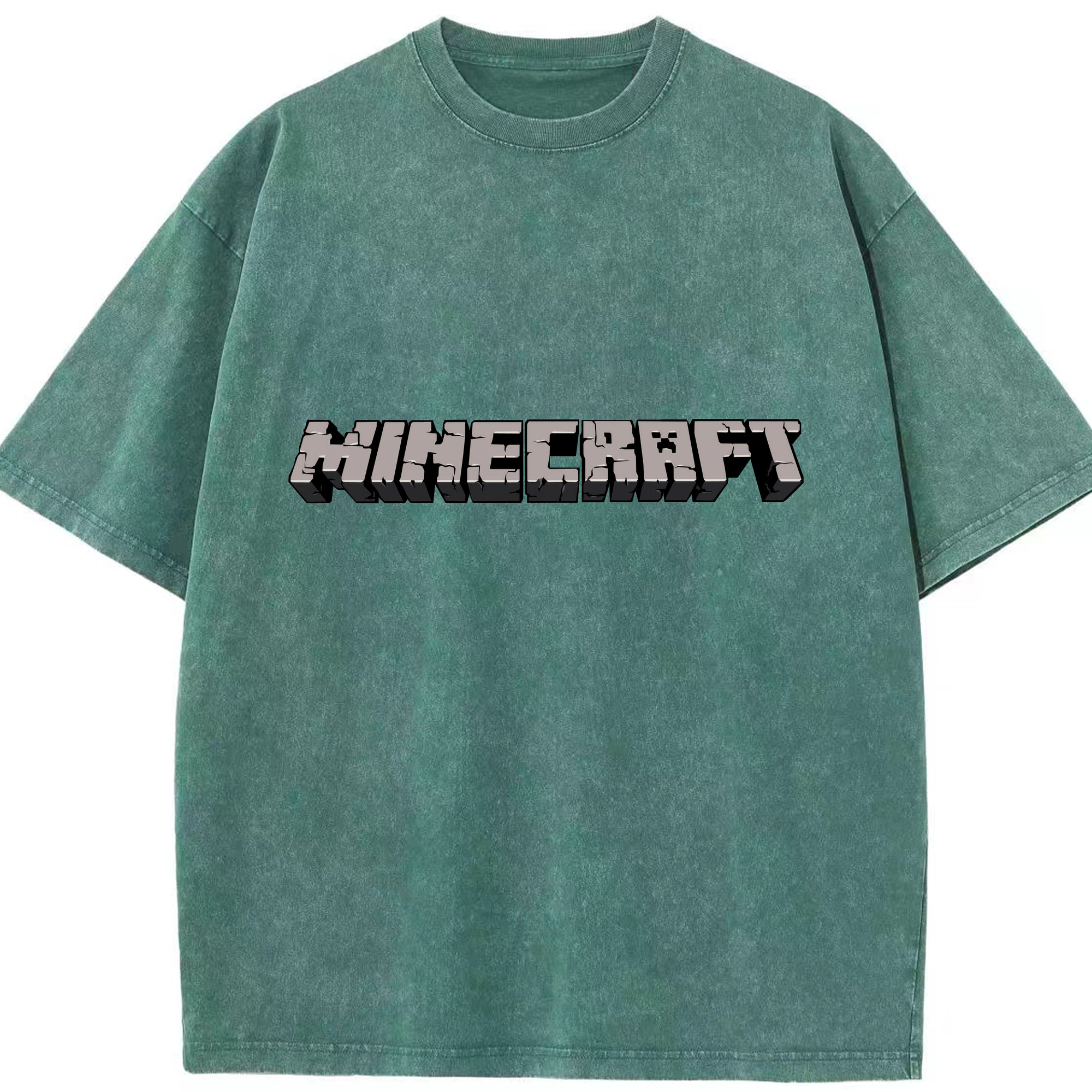 （画像用） マインクラフト ブロックの世界 Minecraft MC Block world 綿100% ヴィンテージ風 半袖Tシャツ（フロントプリント）